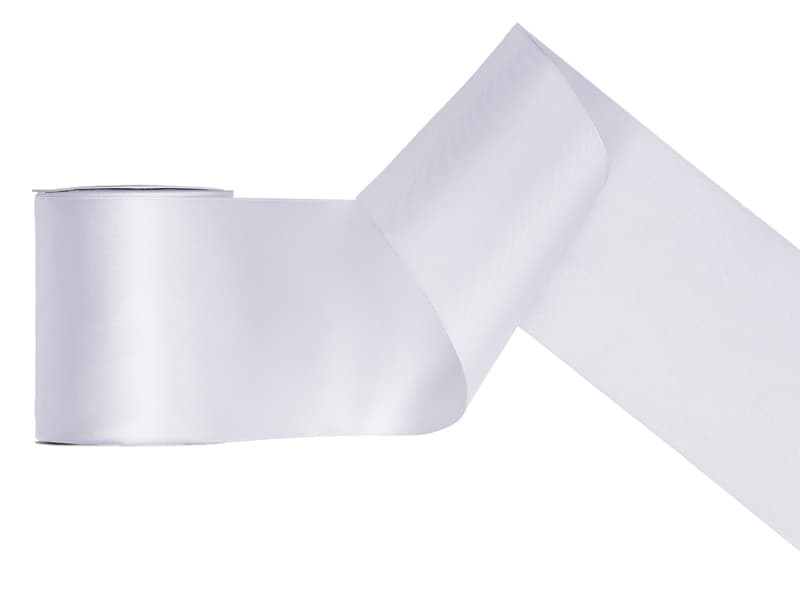Tasiemka satynowa, biały, 100mm/25m (1 szt. / 25 mb.)