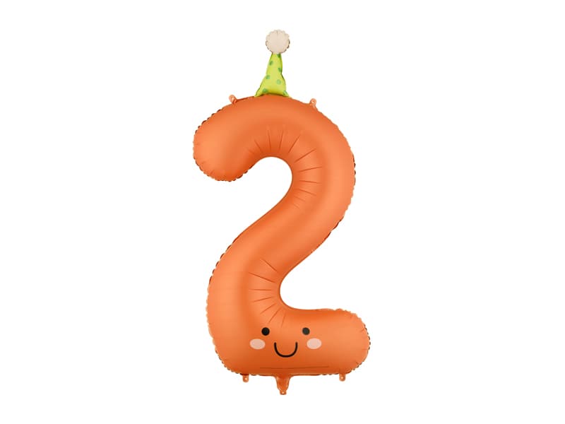 Balon foliowy Cyfra ''2'', 86cm, pomarańczowy