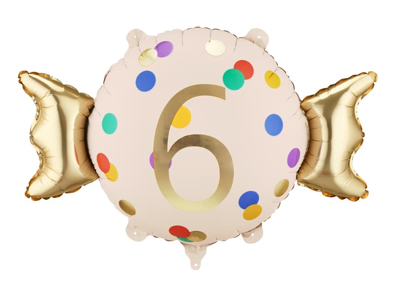 Balon foliowy Cukierek ''6'', 61x37 cm, mix