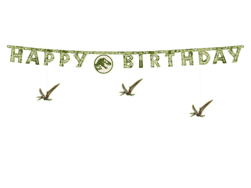 Baner Happy Birthday Jurassic World, 45x165 cm, mix