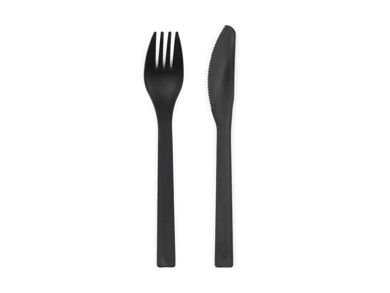 Sztućce plastikowe, 18-18.5 cm, czarny (1 op. / 12 szt.)