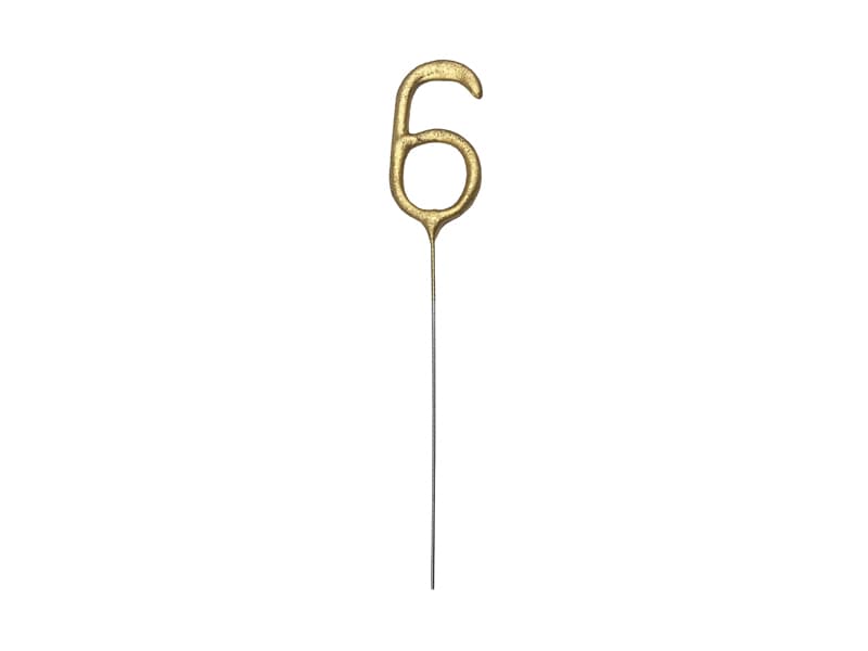 Zimne ognie Cyfra 6, złoty, 15cm