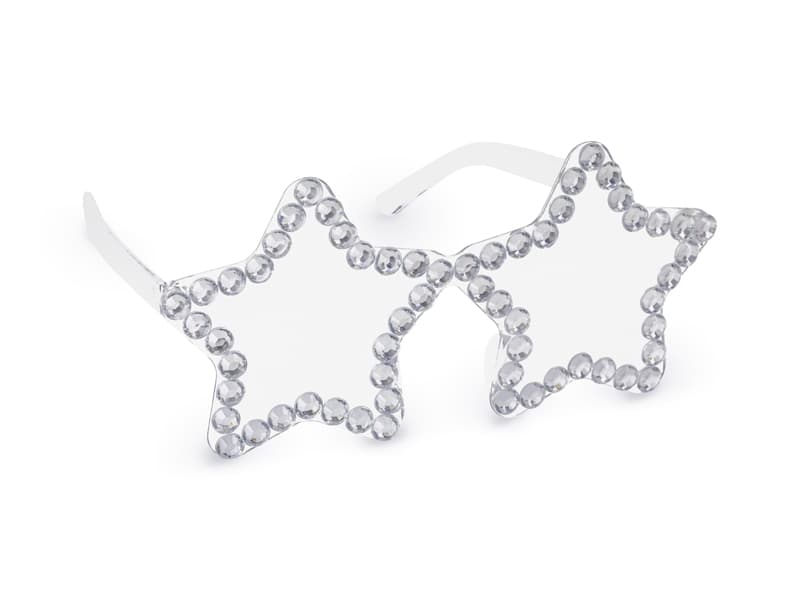 Okulary Gwiazdy z diamencikami, 14,5x7 cm, srebrny
