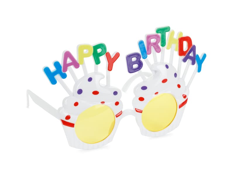 Okulary Babeczka Happy Birthday, 18.5x11.5 cm, biały