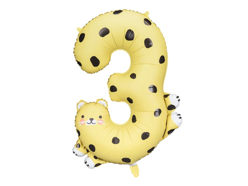 Balon foliowy Cyfra 3 - Gepard, 72.5x109 cm, mix