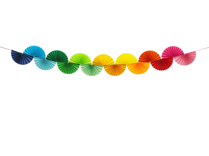 Girlanda papierowa Tęczowe Wachlarze, 2,5m, mix