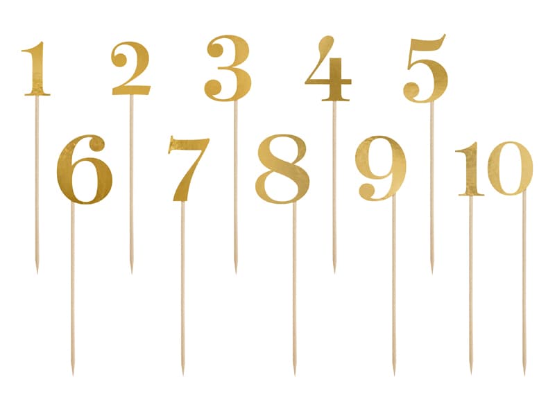 Numery na stół, złoty, 25,5-26,5cm (1 op. / 11 szt.)