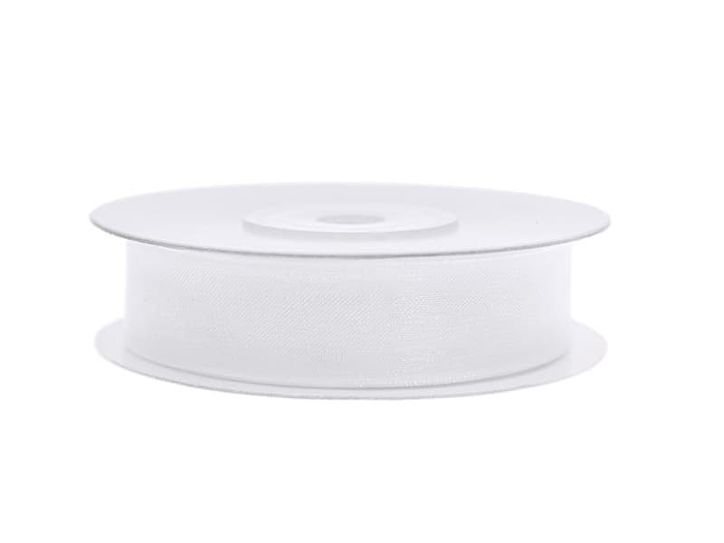 Tasiemka szyfonowa, biały, 12mm/25m (1 szt. / 25 mb.)