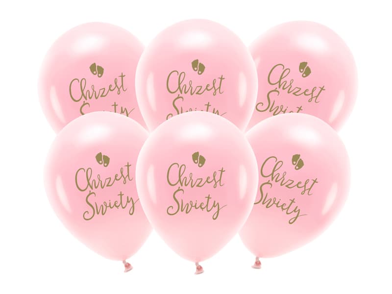 Balony Eco 33 cm, Chrzest Święty, rumiany różowy (1 op. / 6 szt.)