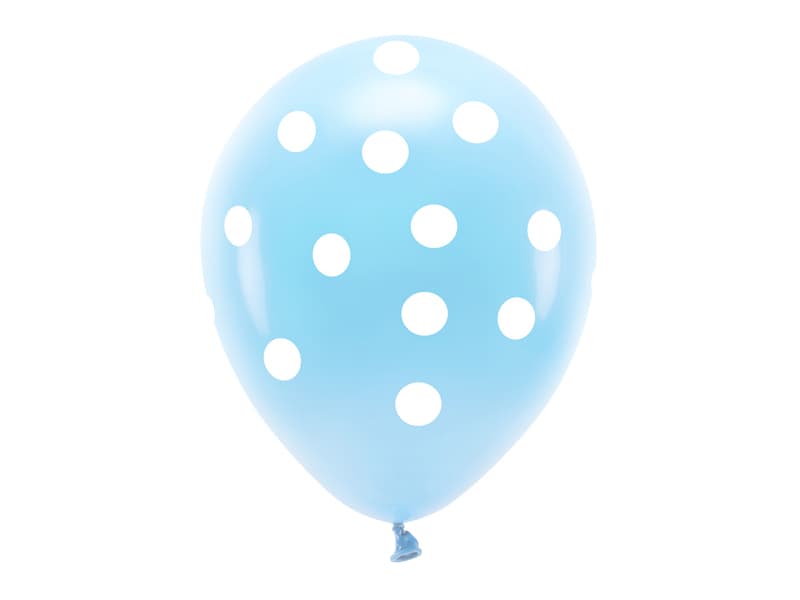 Balony Eco 33 cm pastelowe, Kropki, błękit (1 op. / 6 szt.)