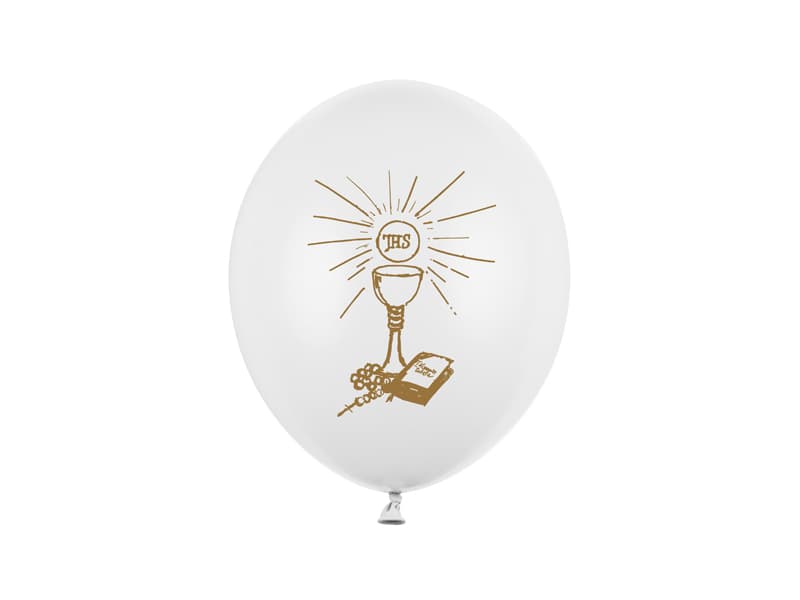 Balony 27cm, I Komunia Święta, P. White (1 op. / 50 szt.)