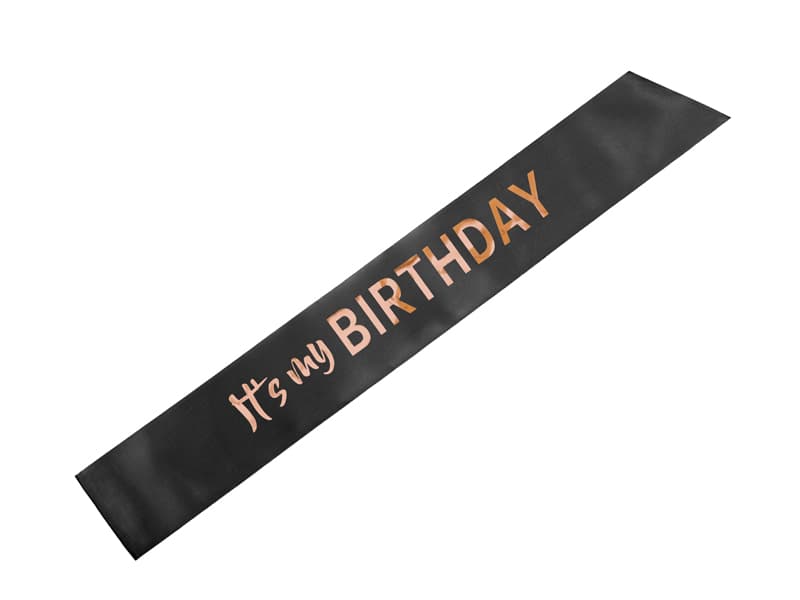 Szarfa ''It’s my birthday'', 79x9.4, czarny