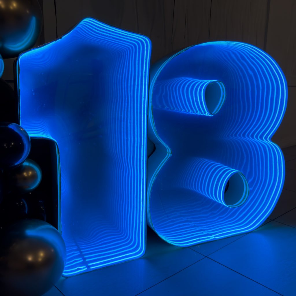 cyferka led rgb „18” infinity mirror