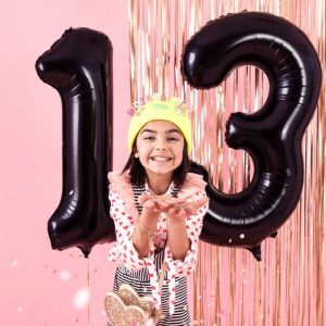 balon foliowy cyfra 1 czarny 85 cm