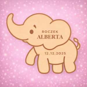 pamiątka dla gości "słonik" na pierwsze urodziny (personalizowana)