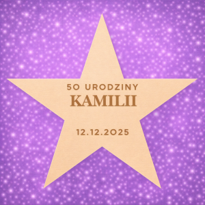 pamiątka dla gości "gwiazda" 50 urodziny (personalizowana)