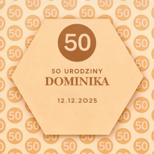 pamiątka dla gości "znak 50" 50 urodziny (personalizowana)