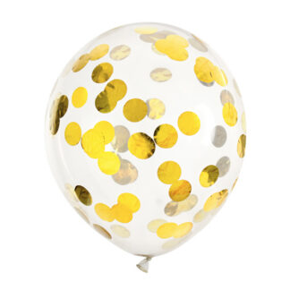 Balony z konfetti – kółka, 30cm, złoty (1 op. / 6 szt.)