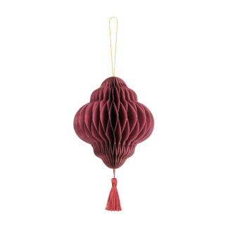 Bombka papierowa honeycomb Latarnia, bordo, 13,2x15cm