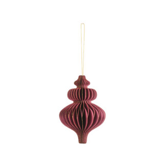 Bombka papierowa honeycomb Sopelek, burgund, 10×15 cm