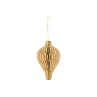 Bombka papierowa honeycomb Kropelka, beż, 8×12 cm