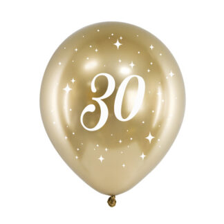 Balony Glossy 30cm, 30, złoty (1 op. / 6 szt.)