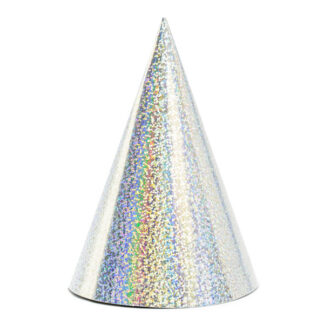 Czapeczki holograficzne, srebrny, 16cm (1 op. / 6 szt.)