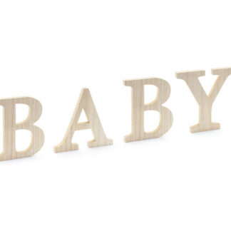 Drewniany napis BABY, 16.5-21.5×19.5 cm
