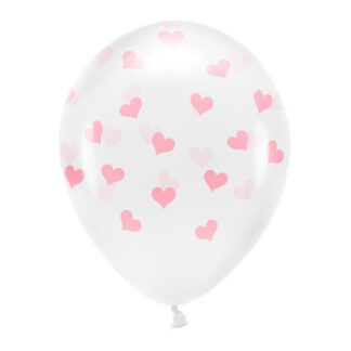 Balony Eco 33 cm, Serca, Crystal Clear (1 op. / 6 szt.)