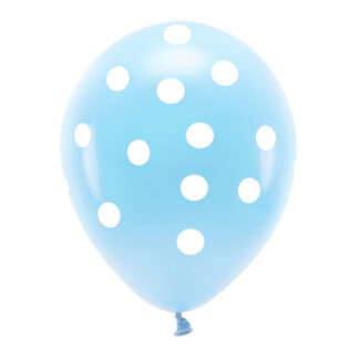 Balony Eco 33 cm pastelowe, Kropki, błękit (1 op. / 6 szt.)