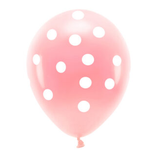 Balony Eco 33 cm pastelowe, Kropki, jasny różowy (1 op. / 6 szt.)