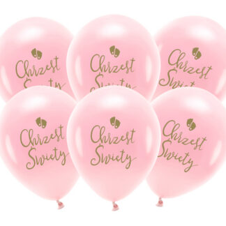 Balony Eco 33 cm,  Chrzest Święty, rumiany różowy (1 op. / 6 szt.)