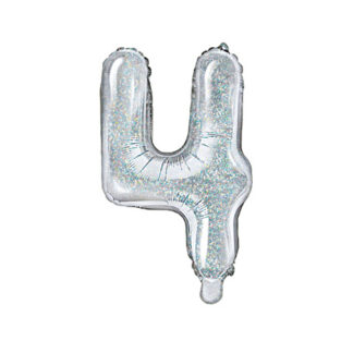 Balon foliowy Cyfra ''4'', 35cm, holograficzny