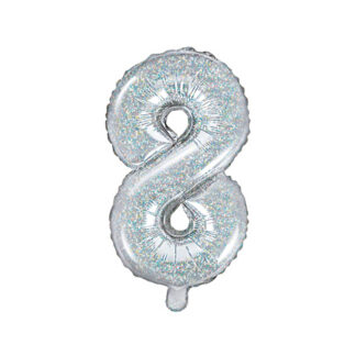 Balon foliowy Cyfra ''8'', 35cm, holograficzny