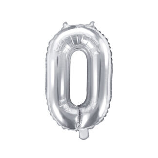 Balon foliowy Cyfra ”0”, 35cm, srebrny