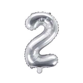 Balon foliowy Cyfra ”2”, 35cm, srebrny