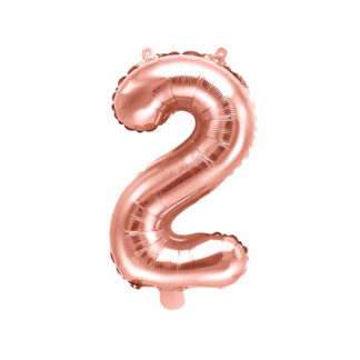 Balon foliowy Cyfra ”2”, 35cm, różowe złoto