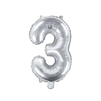 Balon foliowy Cyfra ''3'', 35cm, srebrny