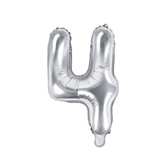 Balon foliowy Cyfra ''4'', 35cm, srebrny