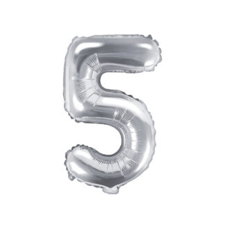 Balon foliowy Cyfra ''5'', 35cm, srebrny