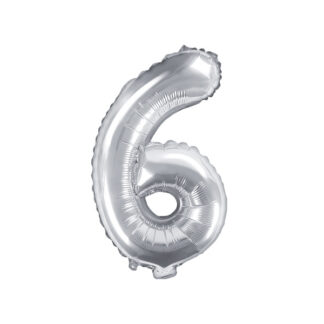 Balon foliowy Cyfra ''6'', 35cm, srebrny