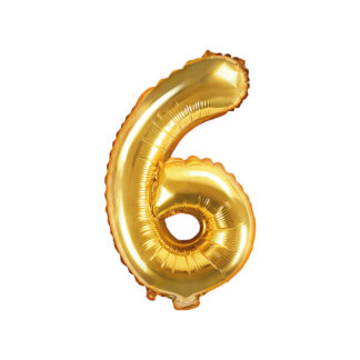 Balon foliowy Cyfra ''6'', 35cm, złoty