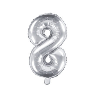Balon foliowy Cyfra ''8'', 35cm, srebrny