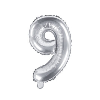 Balon foliowy Cyfra ''9'', 35cm, srebrny