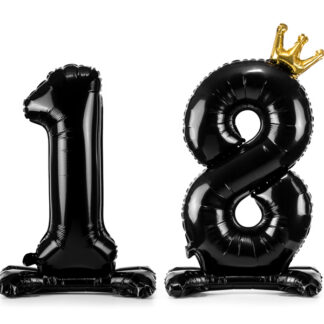 Stojący balon foliowy liczba ”18”, 84 cm, czarny