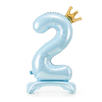 Stojący balon foliowy cyfra ”2”, 84 cm, błękit