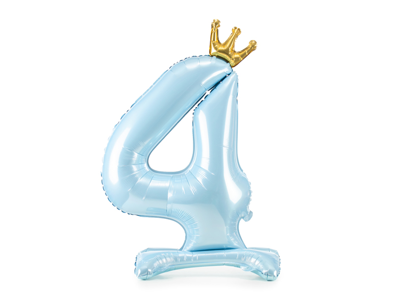 Stojący balon foliowy cyfra ''4'', 84 cm, błękit