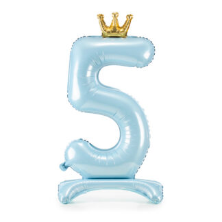 Stojący balon foliowy cyfra ”5”, 84 cm, błękit