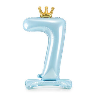 Stojący balon foliowy cyfra ”7”, 84 cm, błękit