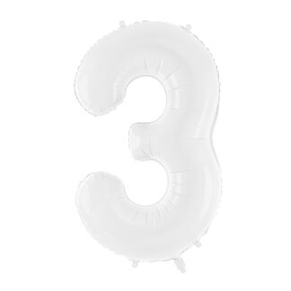 Balon foliowy Cyfra ”3”, 86 cm, biały